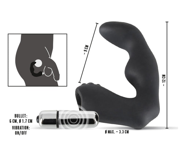 Rebel L-vormige vibrator met stippen - Zwart - Rebel - SKU: 5859040000