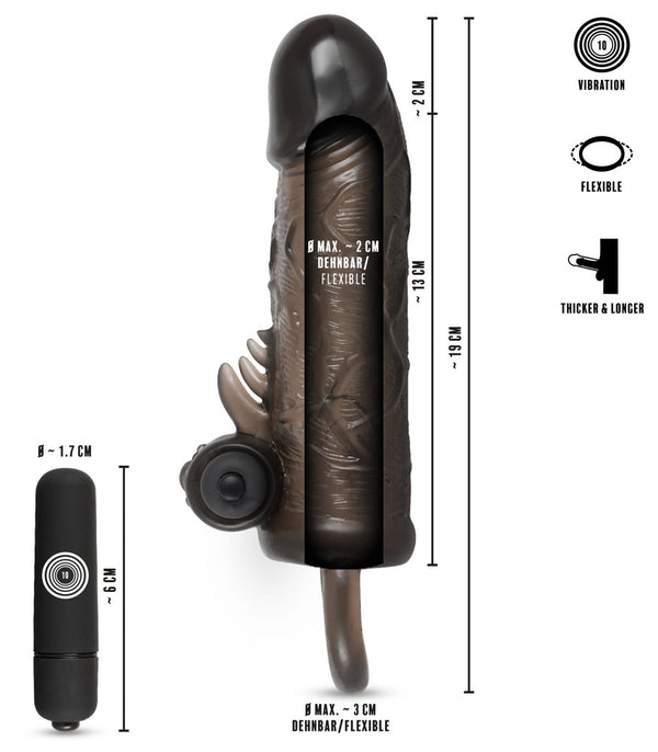 Rebel penis sleeve met uitbreiding - Zwart - Rebel - SKU: 5866170000