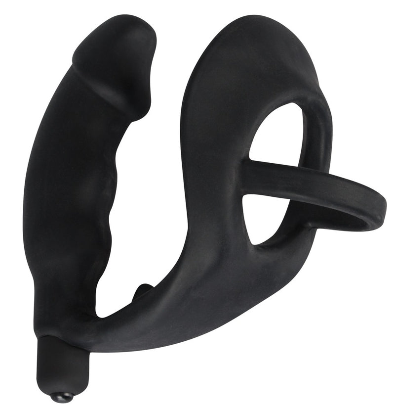 Black Velvets Ring & vibro plug - Zwart