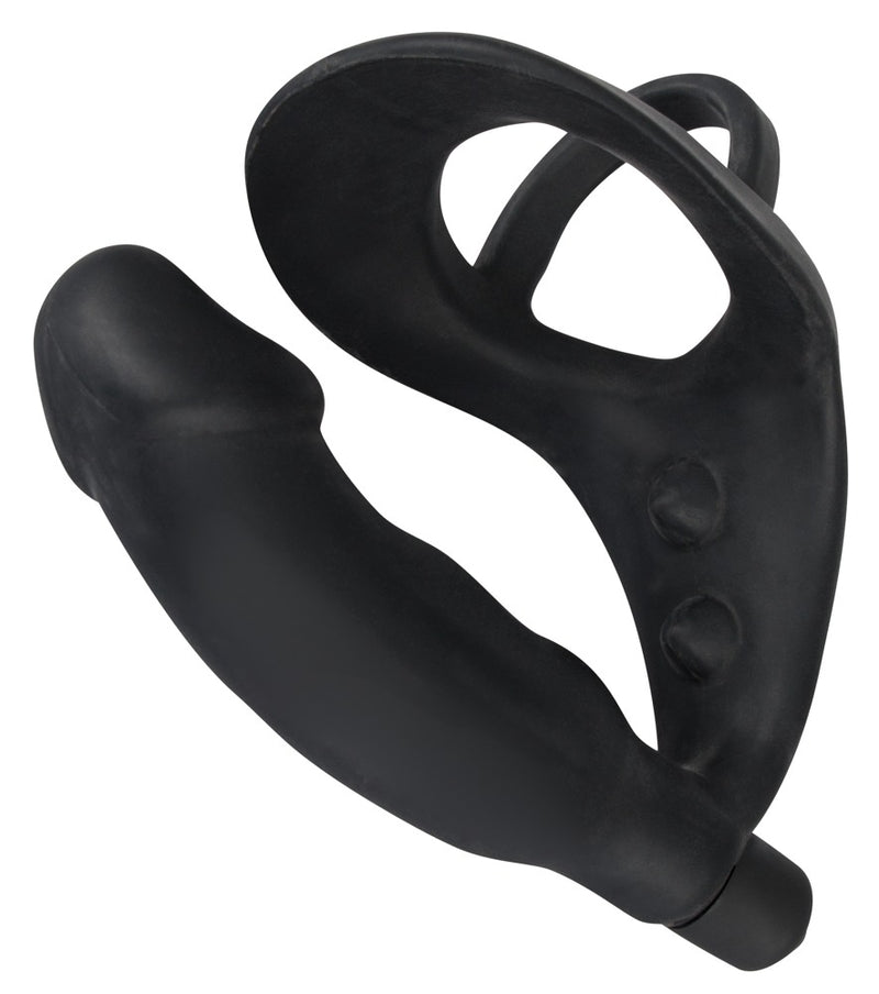 Black Velvets Ring & vibro plug - Zwart