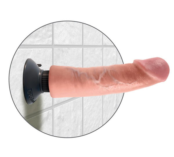 King Cock 9" buigbare vibrator - Huidskleur Licht - King Cock - SKU: 5887250000