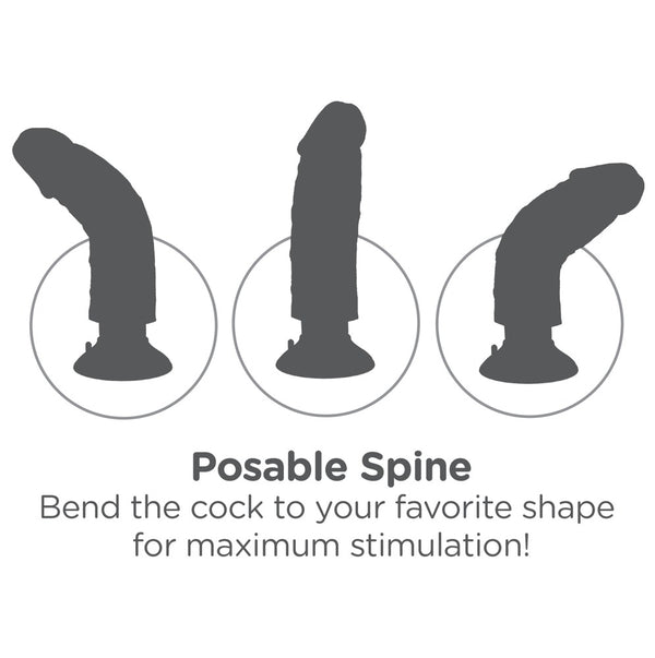 King Cock 9" buigbare vibrator - Huidskleur Licht - King Cock - SKU: 5887250000