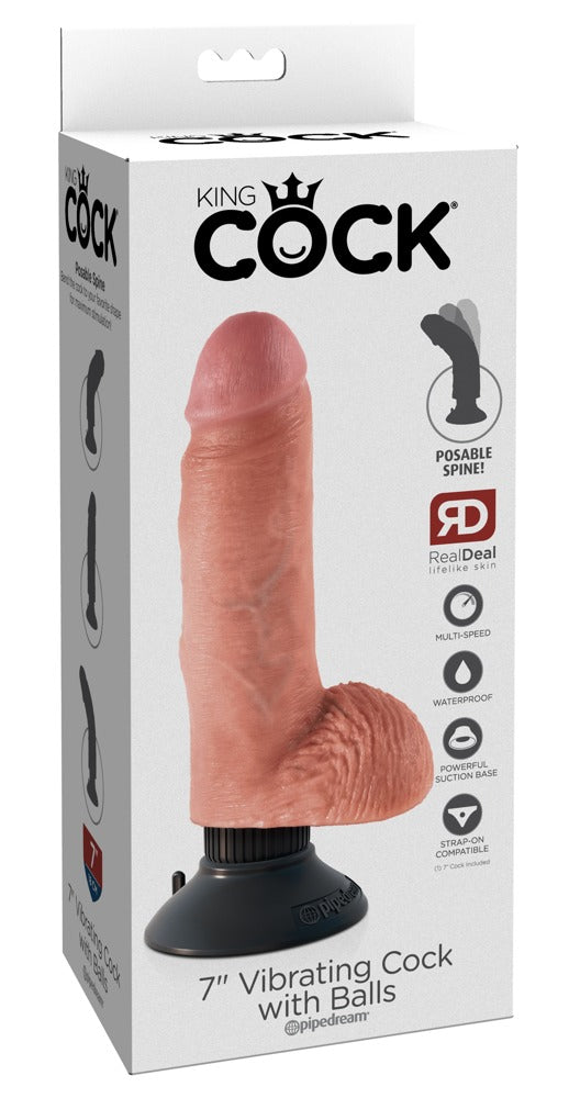 King Cock buigbare vibrerende cock - Huidskleur Licht - King Cock - SKU: 5887330000