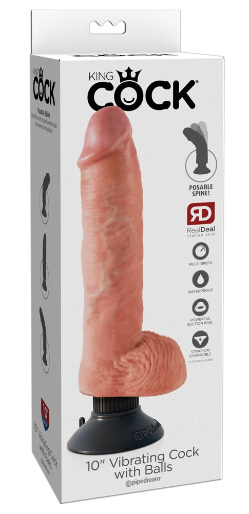 King Cock 10" vibrerende penis - Huidskleur Licht - King Cock - SKU: 5887410000