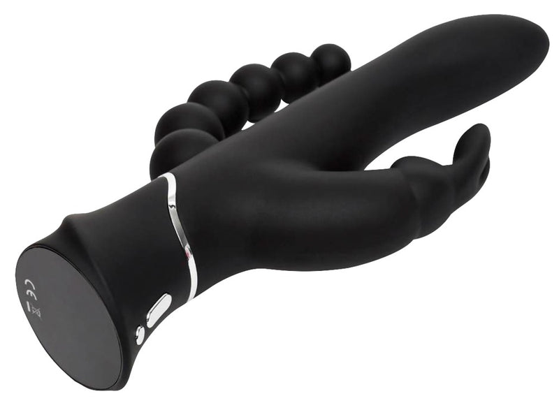 happyrabbit dubbele vibrator drievoudig - Zwart