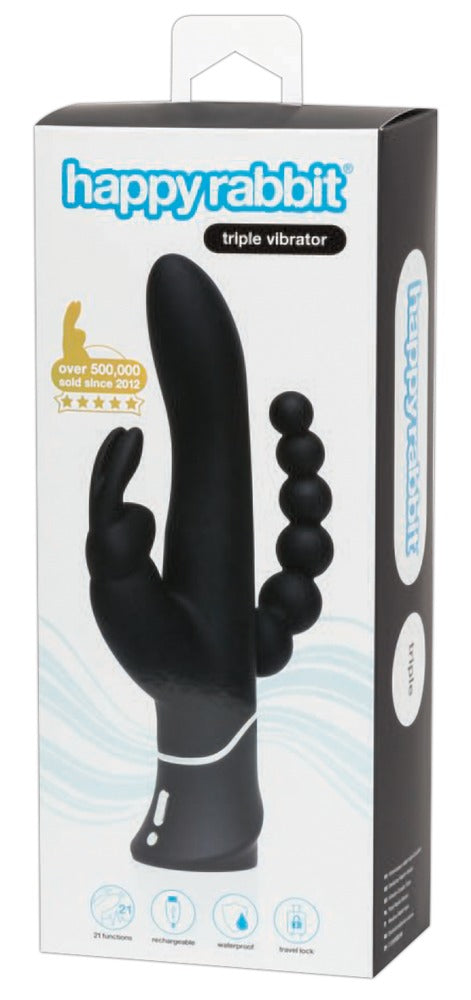 happyrabbit Drievoudige vibrator - Zwart - happyrabbit - SKU: 5929190000