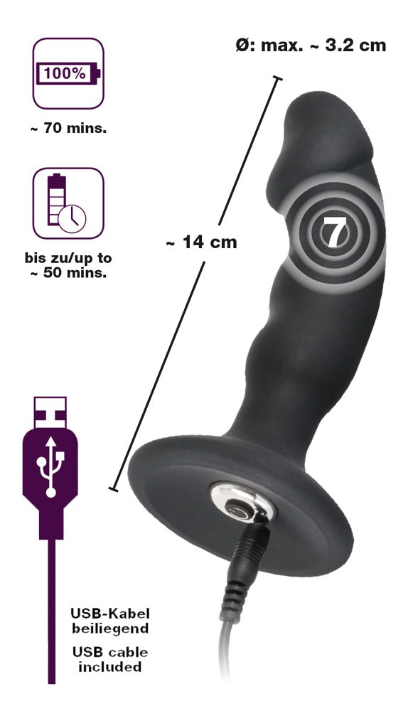 Black Velvets vibrerende P-spot plug - Zwart - Black Velvets - SKU: 5934430000