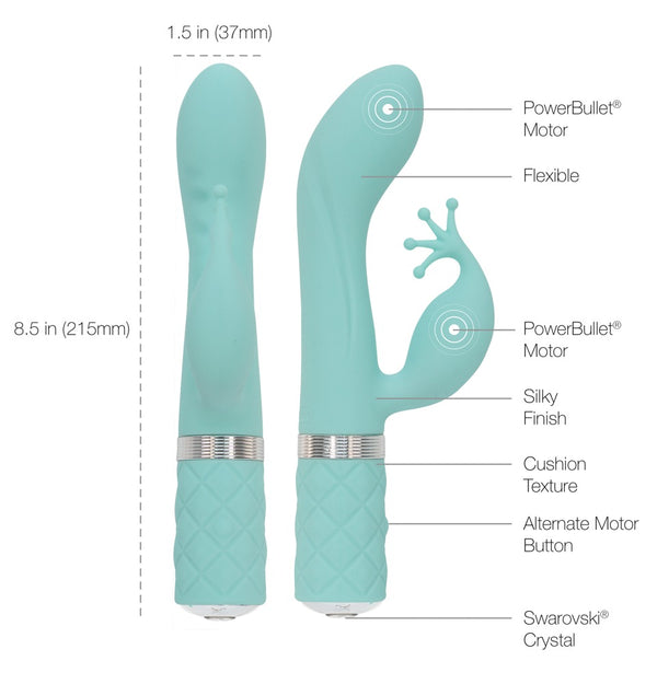 PILLOW TALK Kinky Luxurious dubbele massager - Turquoise - PILLOW TALK - SKU: 5943420000