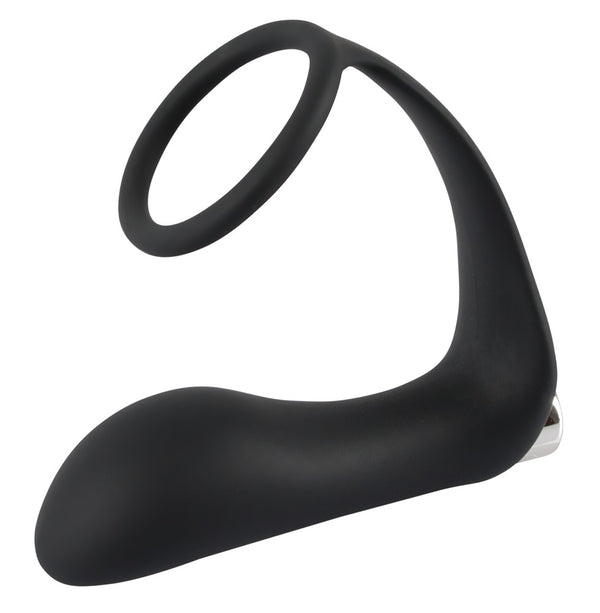 Black Velvets prostaatvibrator met trilring - Zwart - Black Velvets - SKU: 5958530000