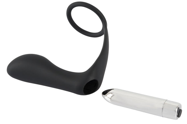 Black Velvets prostaatvibrator met trilring - Zwart - Black Velvets - SKU: 5958530000