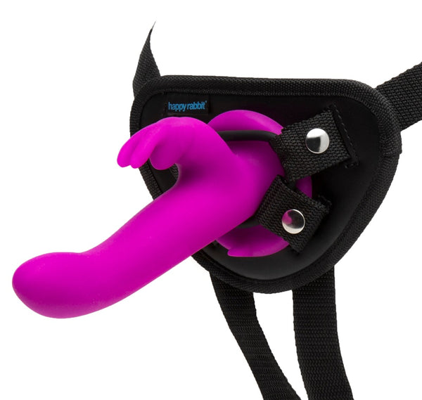 happyrabbit Trillende strap-on met konijnenoren - Paars - happyrabbit - SKU: 5975380000