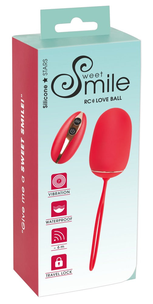 Sweet Smile afstandsbediening vibro-bal - Rood - Sweet Smile - SKU: 5985340000
