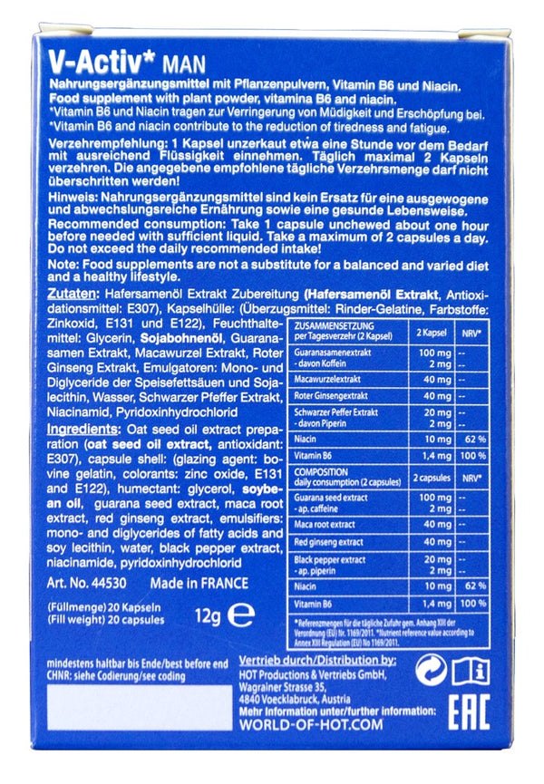 HOT V-Activ MAN Performance voedingssupplement - HOT - SKU: 6148400000