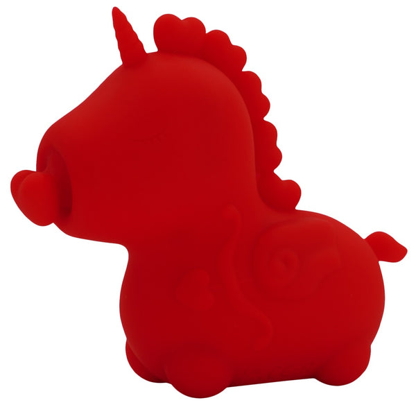 Unihorn Vibrator eenhoornvormig met draaiende harttong - Rood - Unihorn - SKU: 7014320000