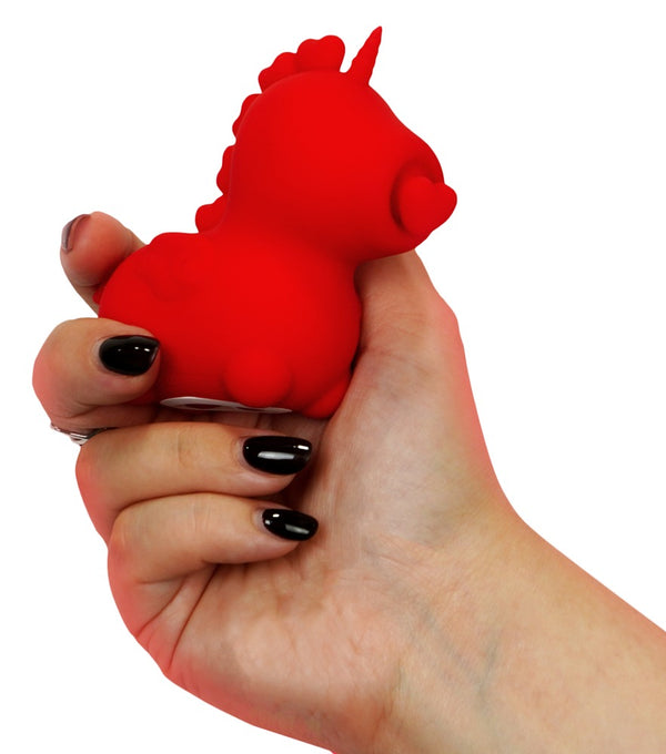 Unihorn Vibrator eenhoornvormig met draaiende harttong - Rood - Unihorn - SKU: 7014320000