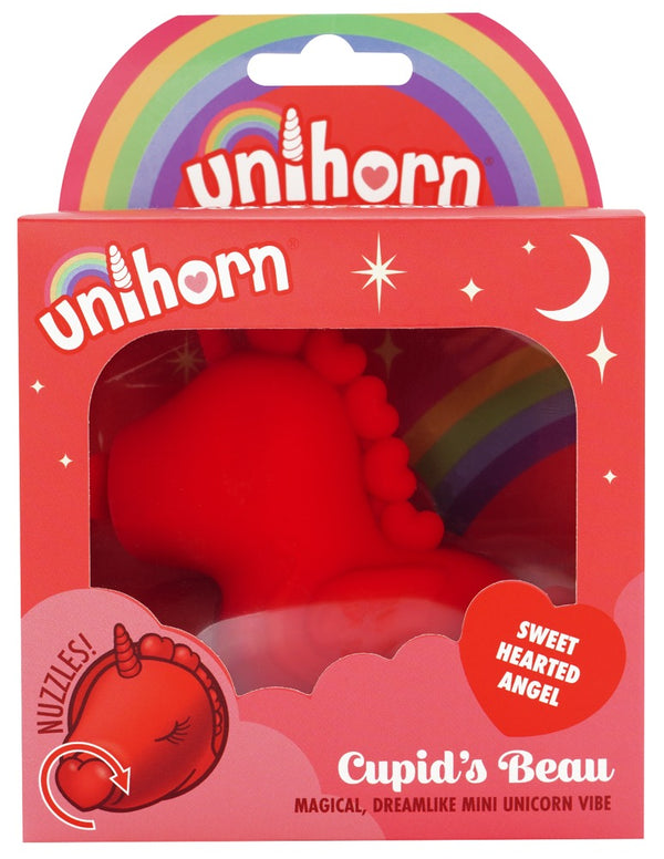 Unihorn Vibrator eenhoornvormig met draaiende harttong - Rood - Unihorn - SKU: 7014320000