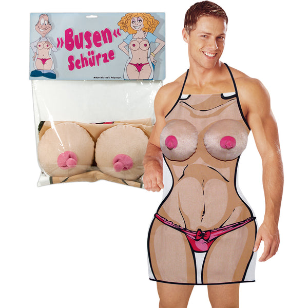 Tieten Schort met pluche borsten - Wit - IntimateRed - SKU: 7722670000