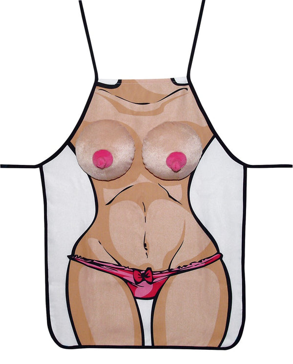 Tieten Schort met pluche borsten - Wit - IntimateRed - SKU: 7722670000