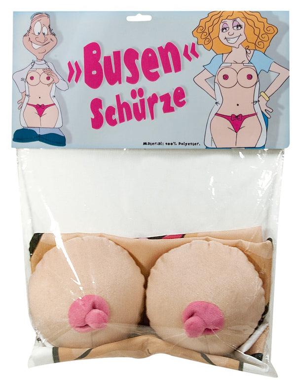 Tieten Schort met pluche borsten - Wit - IntimateRed - SKU: 7722670000