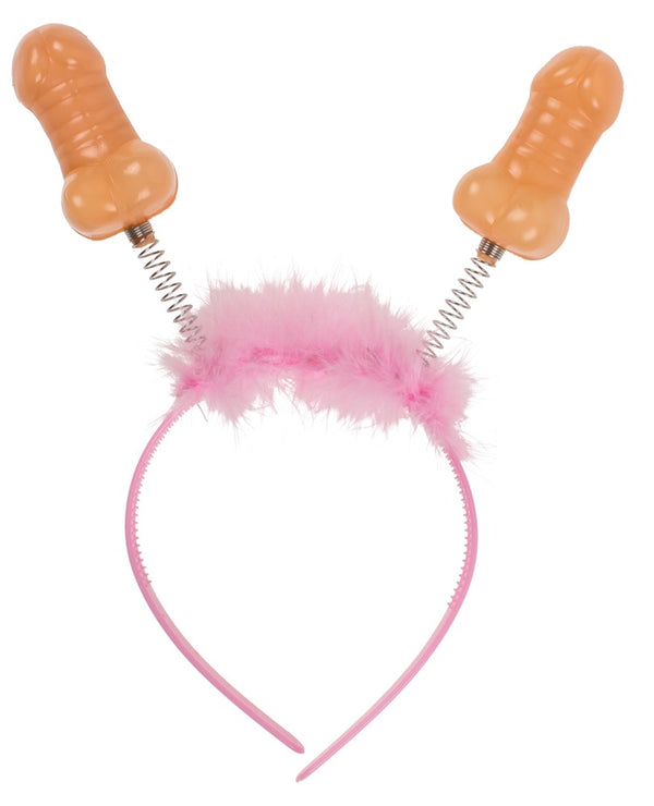 Hoofdband met 2 wiebelende penissen - Roze - IntimateRed - SKU: 7818940000