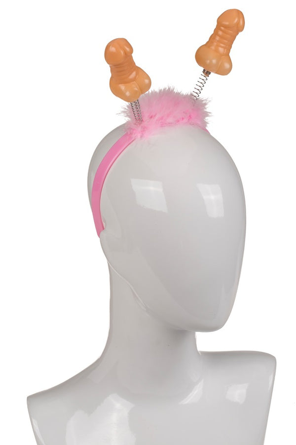 Hoofdband met 2 wiebelende penissen - Roze - IntimateRed - SKU: 7818940000