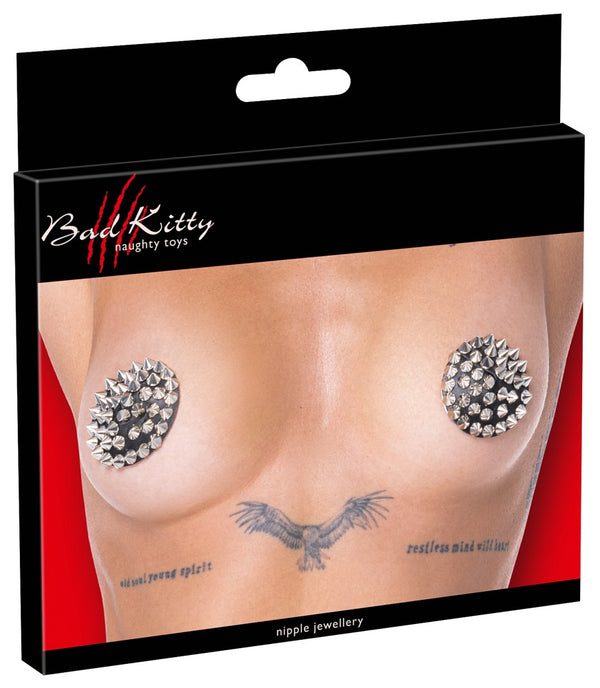 Bad Kitty Tepelplakkers met noppen - Zwart - Bad Kitty - SKU: 7819750000