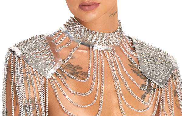 Bad Kitty kettinghalsband met spikes - Zilver - Bad Kitty - SKU: 7821220000