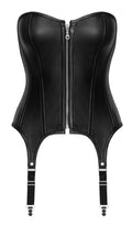 ZADO Jarretel korset strapless met lamsleer - Zwart