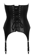 ZADO Jarretel korset strapless met lamsleer - Zwart