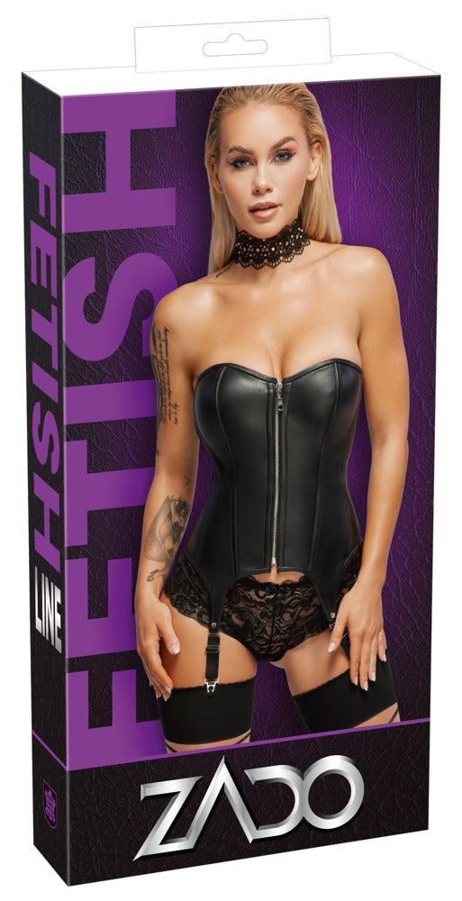 ZADO strapless leer jarretel korset - Zwart - ZADO - SKU: 20010631011