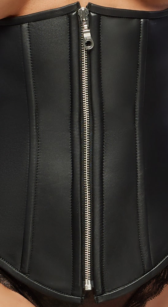 ZADO leren korset met zilverkleurige details - Zwart - ZADO - SKU: 20010711051