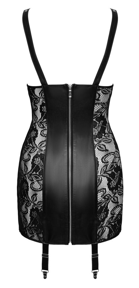 ZADO Jarretel jurk cuploos met leren details - Zwart - ZADO - SKU: 20010981011