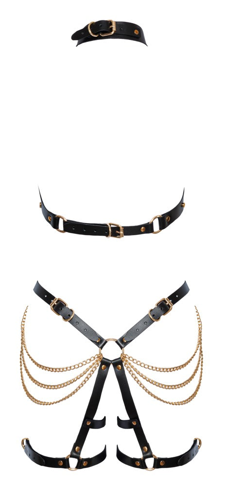 ZADO harnas set met halterneck - Zwart