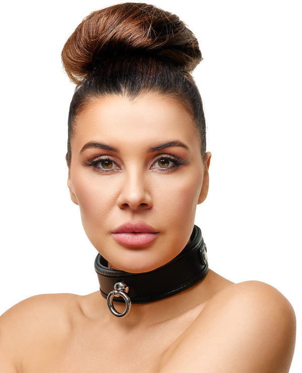 ZADO leren halsband met ring - Zwart - ZADO - SKU: 20300711101