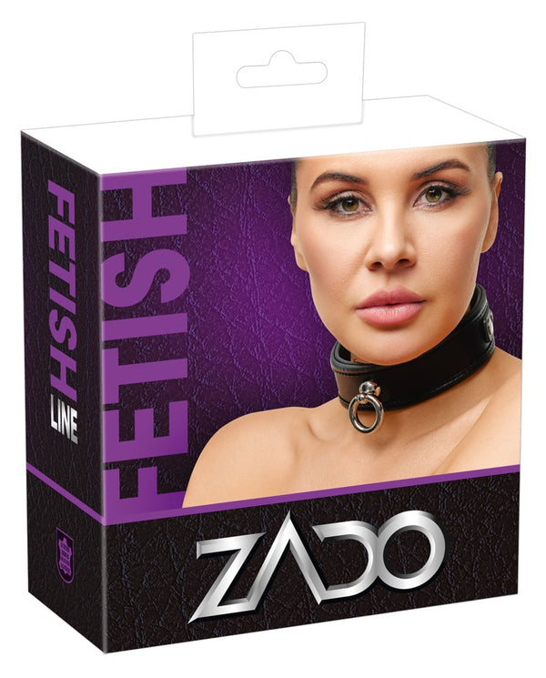 ZADO leren halsband met ring - Zwart - ZADO - SKU: 20300711101