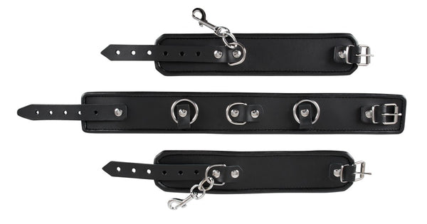 ZADO leren bondage set met karabijnhaak - Zwart - ZADO - SKU: 20304111001