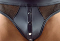 Svenjoyment Thong met drukknopen en netpaneel - Zwart