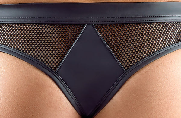 Svenjoyment Thong met drukknopen en netpaneel - Zwart - Svenjoyment - SKU: 21117301701