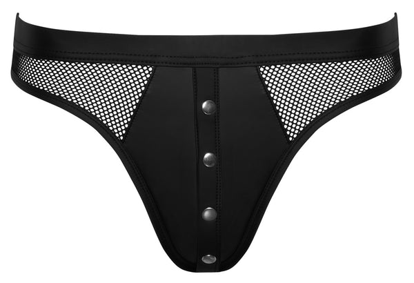 Svenjoyment Thong met drukknopen en netpaneel - Zwart - Svenjoyment - SKU: 21117301701