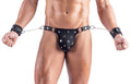 Svenjoyment Thong met handboeien en studs - Zwart