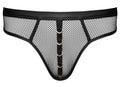 Svenjoyment Thong met wetlook en gouden ringen - Zwart