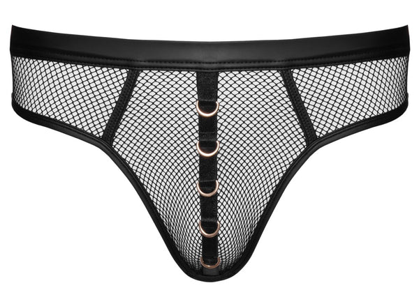 Svenjoyment Thong met wetlook en gouden ringen - Zwart - Svenjoyment - SKU: 21117991701