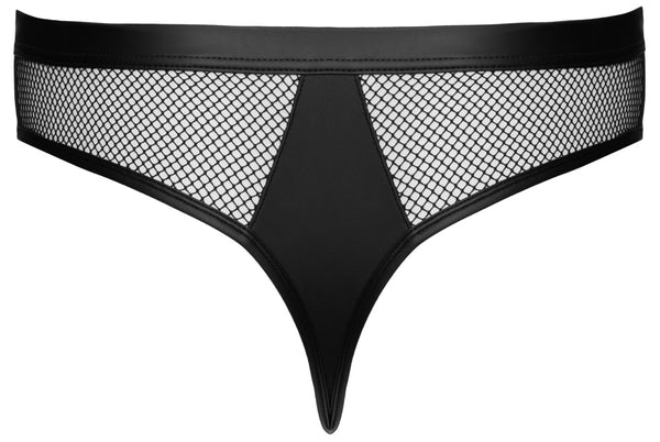 Svenjoyment Thong met wetlook en gouden ringen - Zwart - Svenjoyment - SKU: 21117991701
