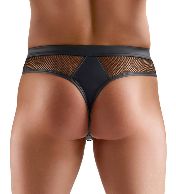 Svenjoyment Thong met wetlook en gouden ringen - Zwart - Svenjoyment - SKU: 21117991701