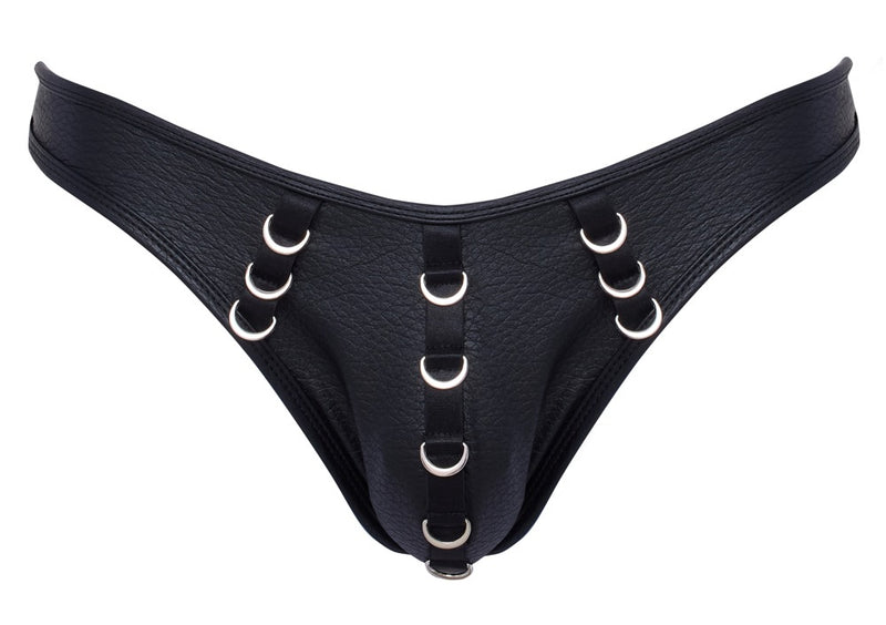 Svenjoyment onthullende string met ringen - Zwart