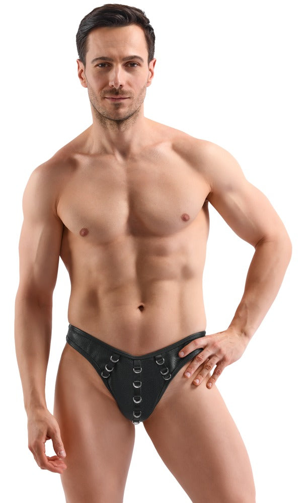 Svenjoyment onthullende string met ringen - Zwart