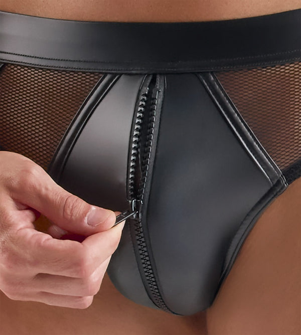 Svenjoyment Slip wetlook met transparant net - Zwart - Svenjoyment - SKU: 21204611701