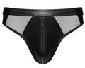 Svenjoyment Slip wetlook met transparant net - Zwart