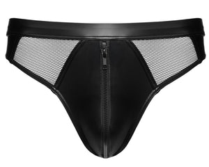 Svenjoyment Slip wetlook met transparant net - Zwart