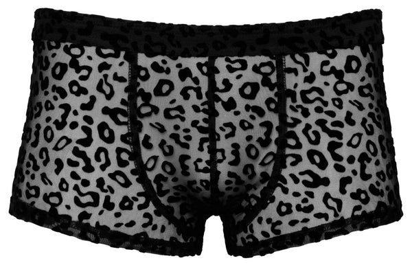 Noir transparante boxer met luipaardprint - Zwart - Noir - SKU: 21332531741
